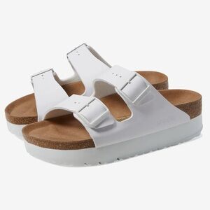 New! Birkenstock Arizona Platform Sandal - Vegan WHITE size 39